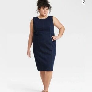New Ava & Viv Plus 22W 3X Slimming Stretch Denim Blue Jumper Sleeveless Dress